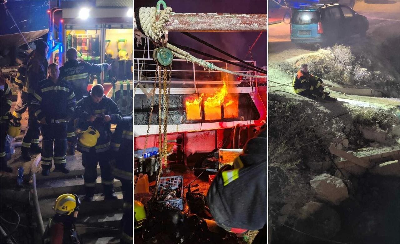 Ovo su heroji koji su se cijelu noć borili s vatrom na brodu 'Amadeus': "Požar je lokaliziran"