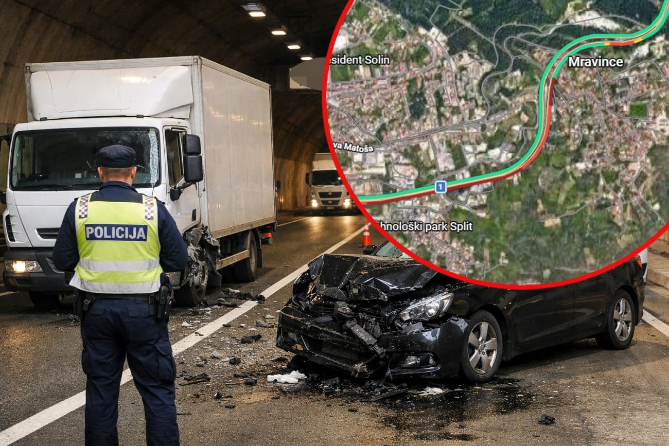 Nepregledna kolona prema Dugopolju: Sudar na brzoj cesti Solin-Klis
