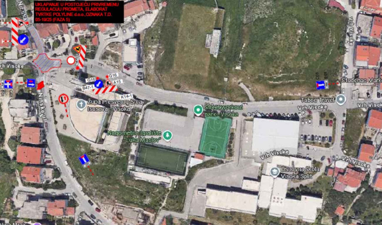 U ponedjeljak počinju radovi na raskrižju Ninske i Ulice Vrh Visoka