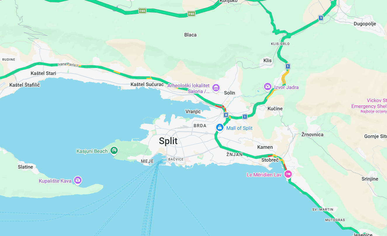 Ponedjeljak je, a ovako jutros izgledaju splitske prometnice