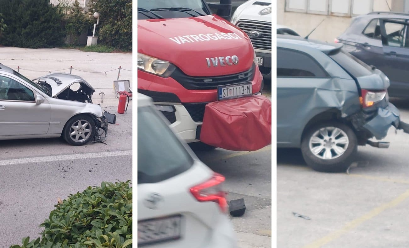 Sudar kod poznatog restorana u Žrnovnici. Dojurili vatrogasci, oštećen i auto na parkingu