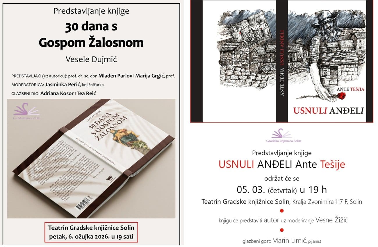 Gradska knjižnica Solin najavljuje dvije književne večeri: Poezija i roman u Teatrinu