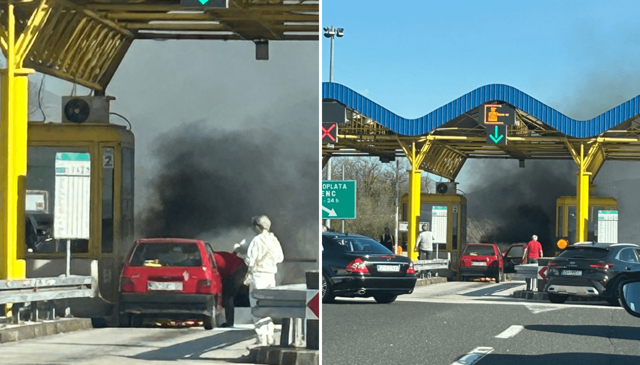 FOTO Drama na naplatnim kućicama u Zagvozdu: automobil planuo pred vozačima