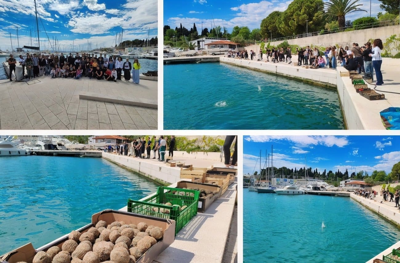 FOTO I VIDEO Učenici u Splitu na Dan planeta Zemlje bacili BIO kugle u more: "Moramo misliti na buduće generacije"