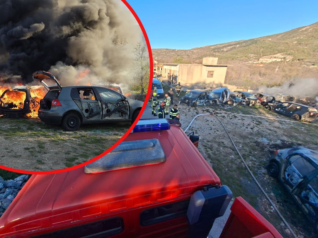 Vatra progutala automobile u Zagori: Gusti crni dim uznemirio mještane, orile se vatrogasne sirene