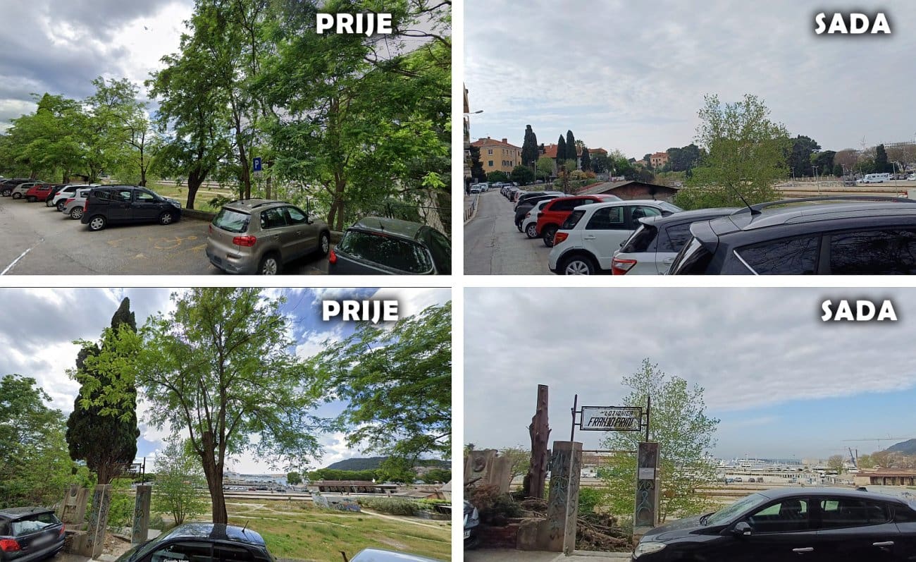 Splićani ogorčeni zbog sječe stabala kod kolodvora, pogledajte razliku u dva dana: "Ruše se zdrava stabla, a nitko ne objašnjava zašto"