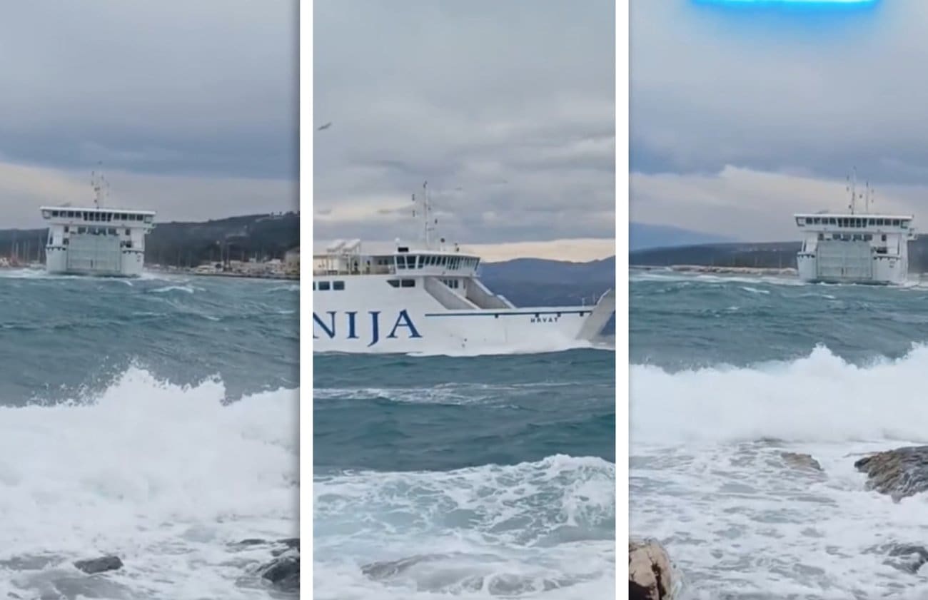 VIDEO Trajekt iz Supetra isplovio usred snažne bure