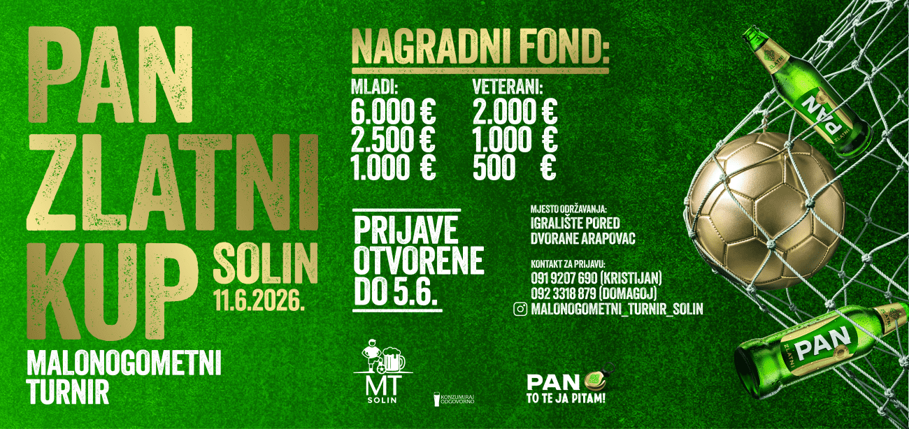 Nogomet, ekipa i ljeto u Solinu: otvaraju se prijave za Pan Zlatni kup Solin 2026.