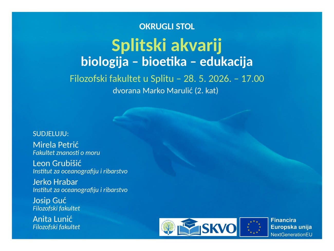 Na Filozofskom fakultetu rasprava o splitskom akvariju na Žnjanu: “Otvaraju se brojna bioetička pitanja”