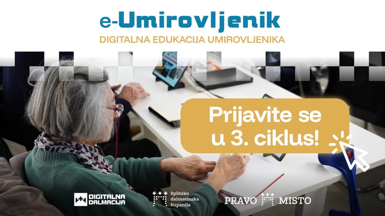 Otvorene prijave za treći ciklus županijske digitalne edukacije e-Umirovljenik - prijavite se do 24. svibnja!