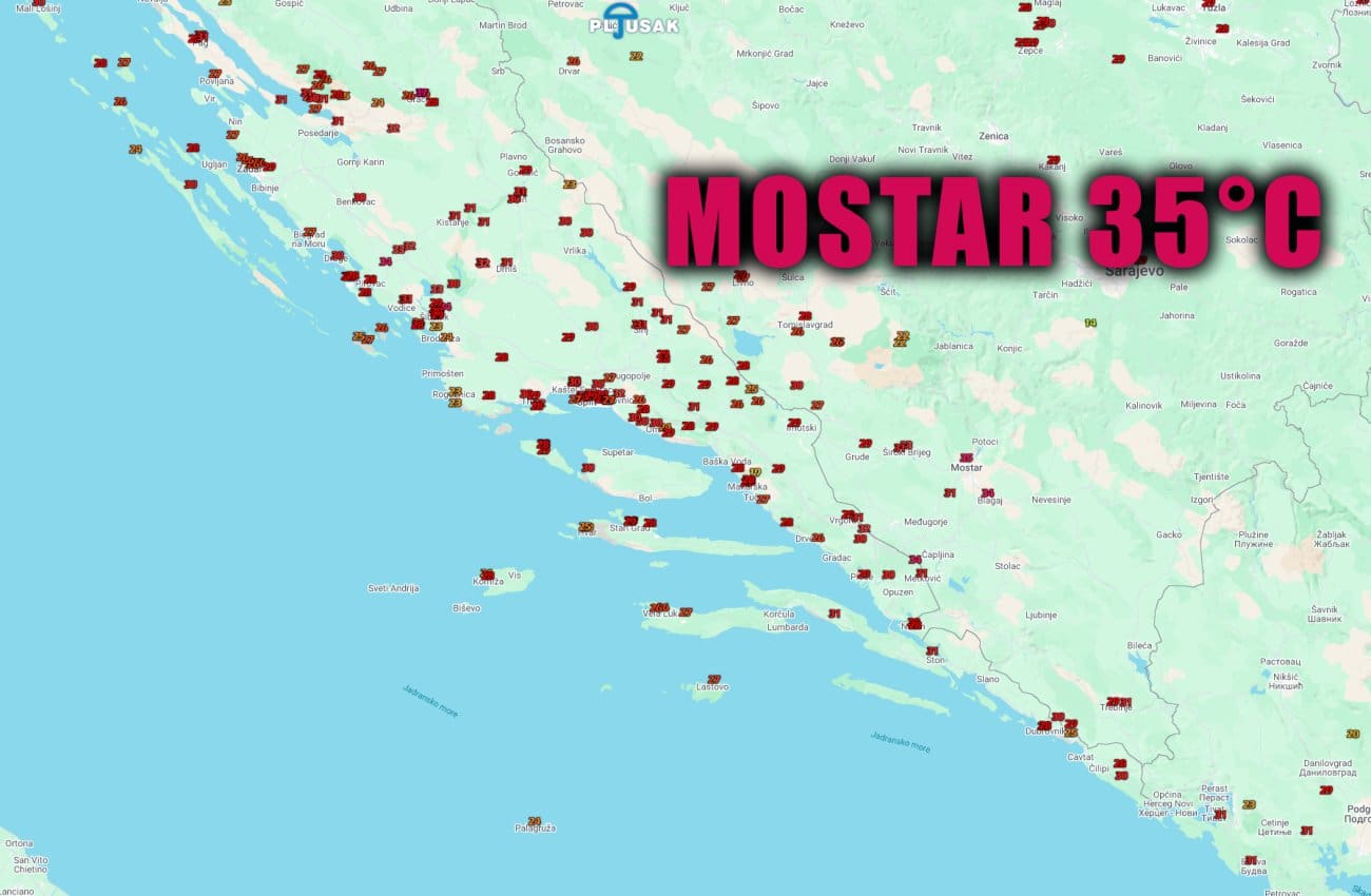 Dalmacije se kuha debelo iznad 30, ali Mostar je danas imao ekstremnih 35°C. Nadate se zahlađenje? Prestanite se nadati...