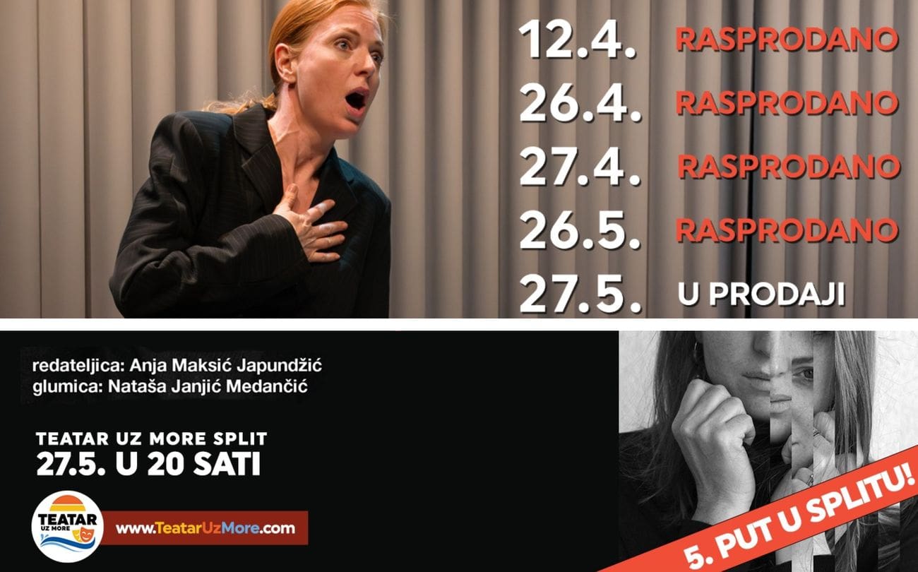 I NAKON ČETIRI RASPRODANE IZVEDBE PUBLIKA TRAŽI JOŠ! Peta izvedba "Prima facie" Nataše Janjić 27.5. u prodaji
