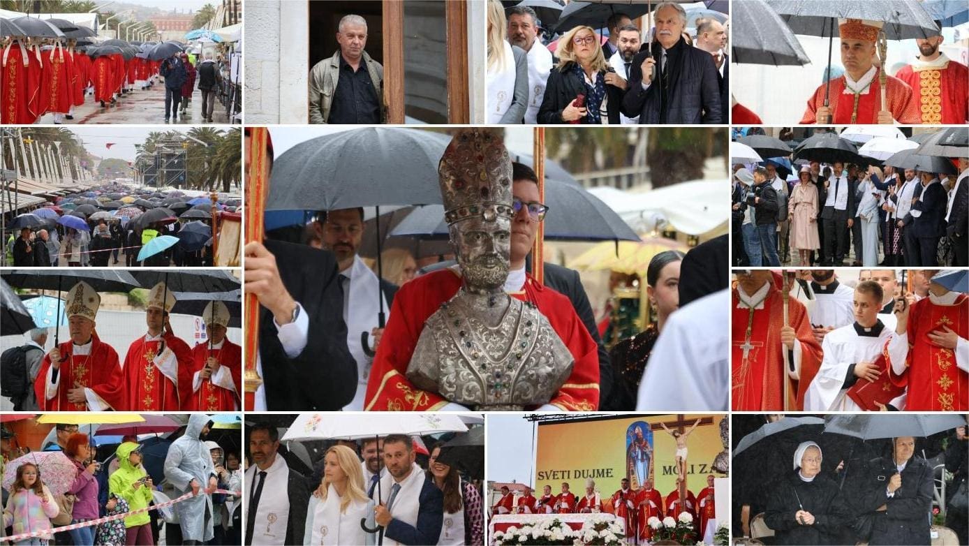 VELIKA FOTOGALERIJA Pogledajte tko je sve bio u procesiji povodom Sudamje unatoč kiši u Splitu