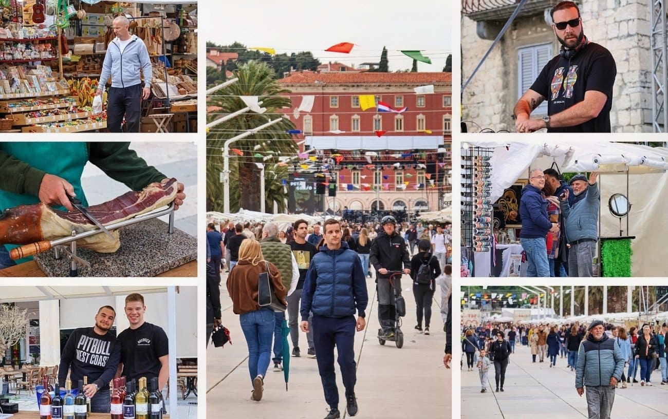 Od pršuta do pive - evo što se nudi na Rivi uoči dana sv. Duje. Jugo nije demotiviralo ljude, DJ ritmovi na Pjaci