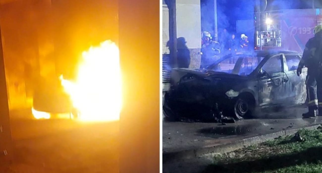 Automobil se zabio u zgradu i zapalio se