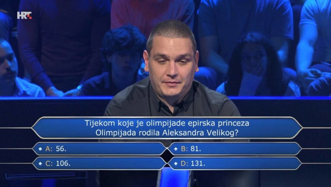 Splićanin odustao na pitanju za 34.000 eura u "Milijunašu". Znate li vi točan odgovor?