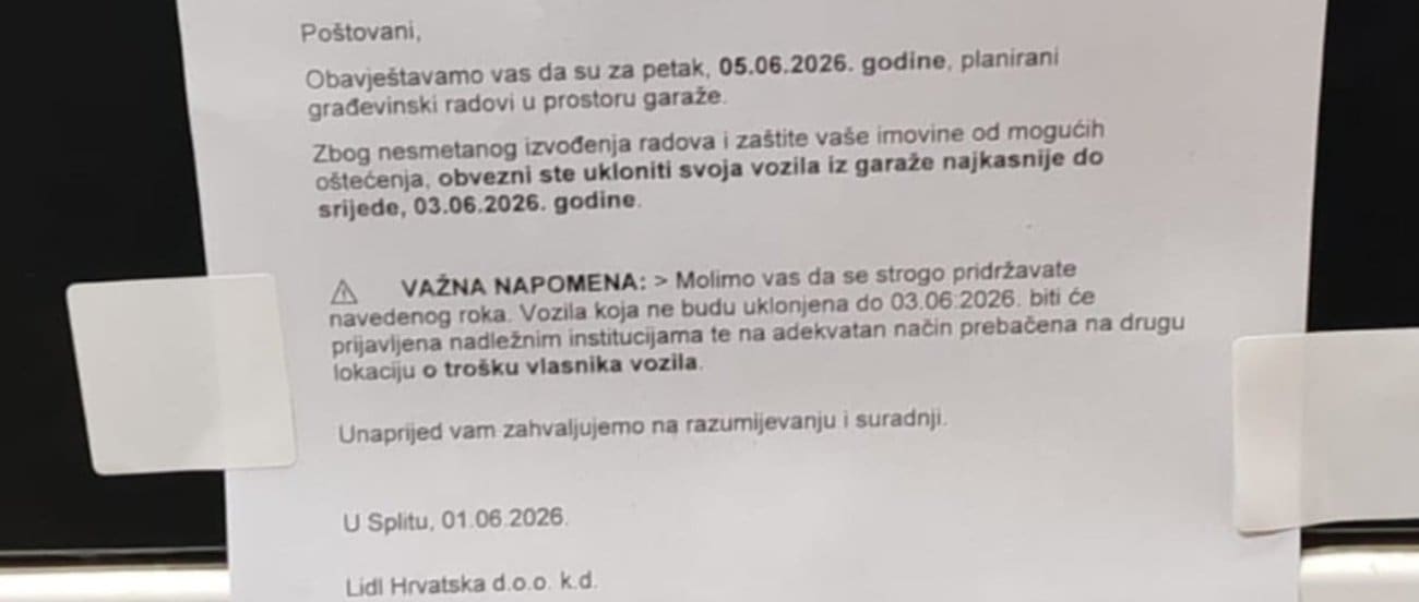 Ako nam ovom mjestu u Splitu parkirate vozilo, hitno ga morate ukloniti