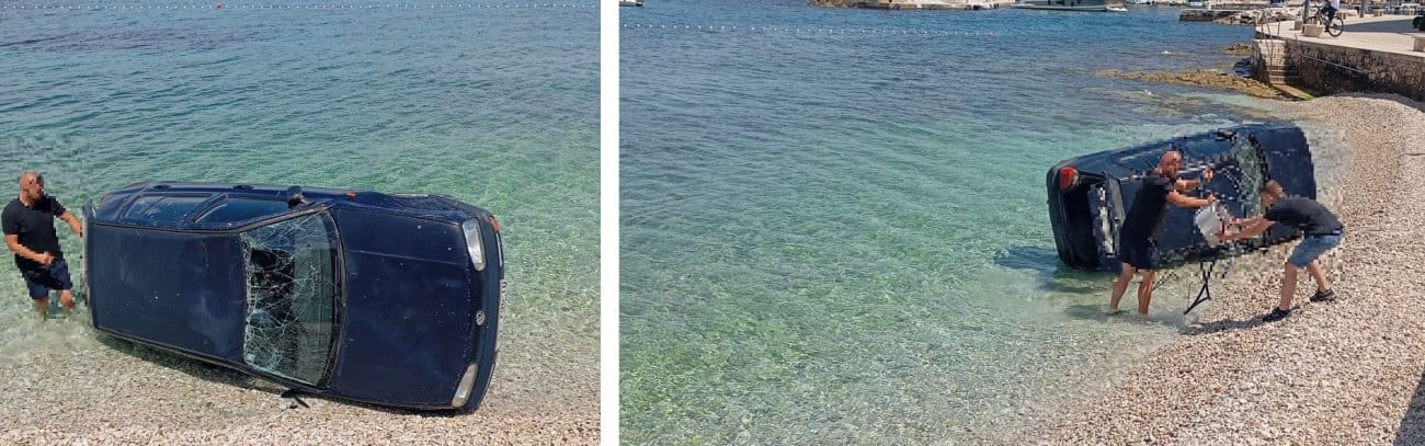 FOTO Mještani nisu mogli vjerovati svojim očima: Automobil završio u moru na rivi