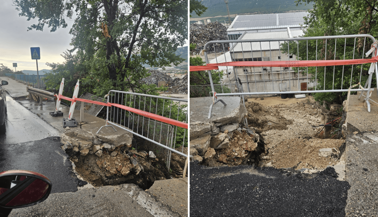 Dramatične scene nakon kiše: U Solinskoj ulici urušio se dio prometnice