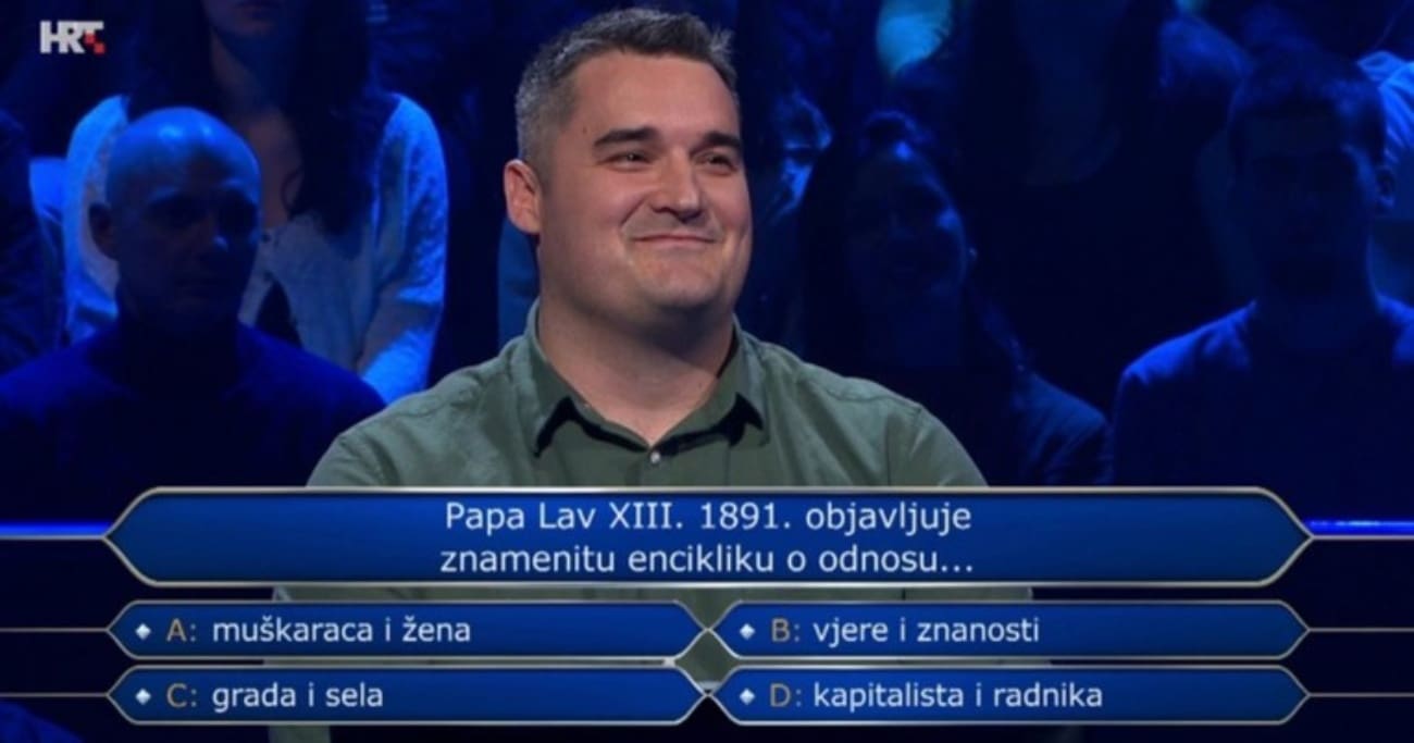Profesor iz Dalmacije odustao u Milijunašu na 13. pitanju. Znate li odgovor?