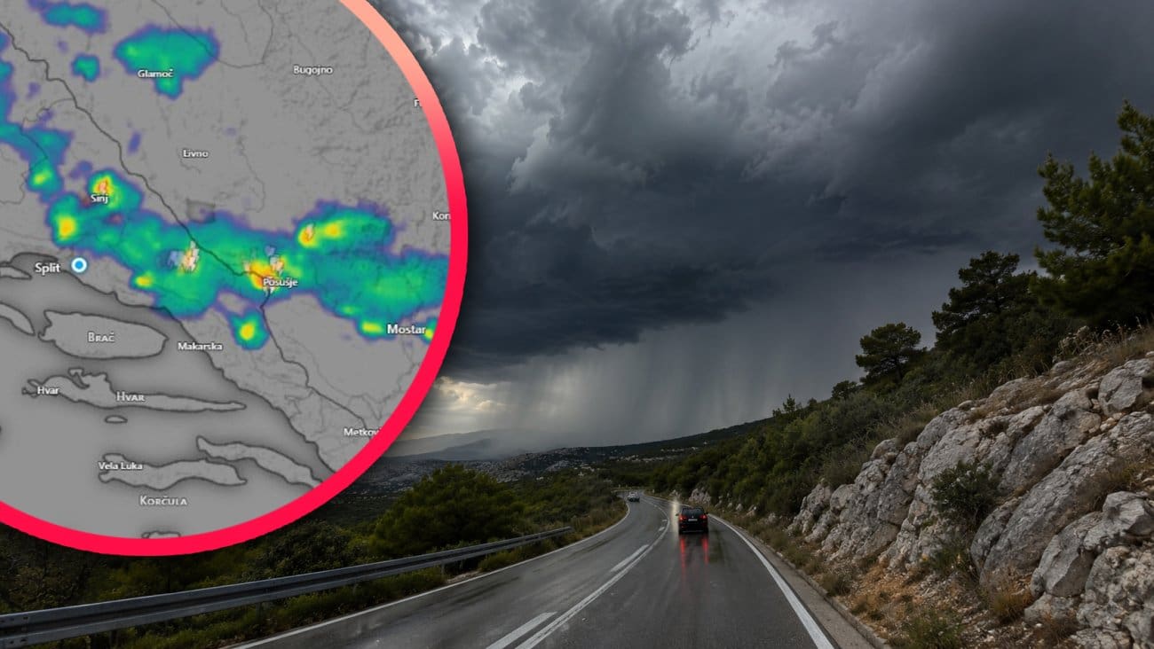 Silovito nevrijeme zahvatilo dio Dalmatinske zagore: Palo više od 30 litara, temperatura pala za više od 10 stupnjeva